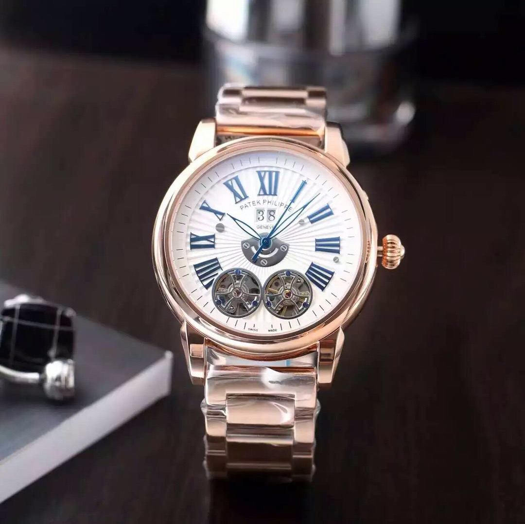 Patek Philippe Geneve Automatic Men’s Watch white Dial Rose Gold Strap