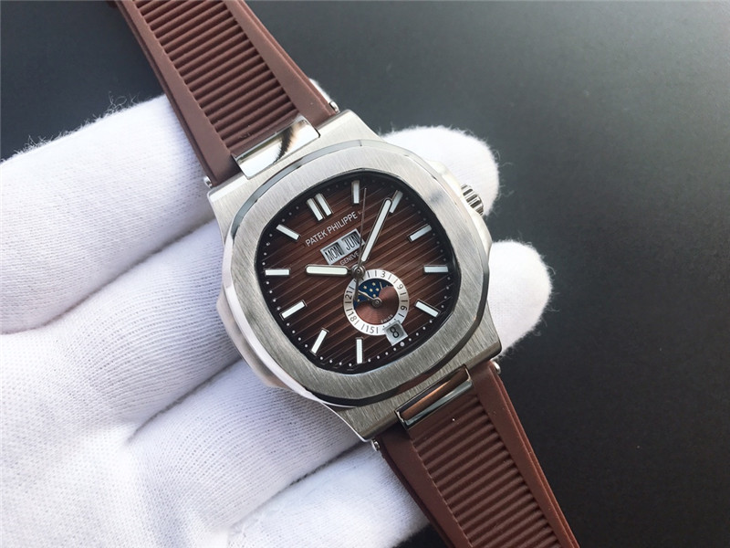 Patek Philippe Nautilus 5712G-001 Moon Phases  Brown dial brown rubber strap