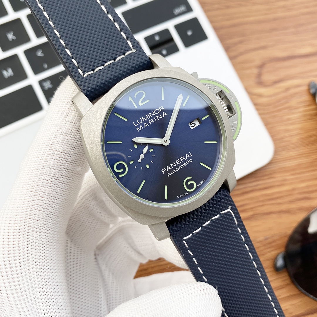 PANERAI Luminor Marina PAM01313 Blue Case Size 44×44mm Men’s Used Watch #4101