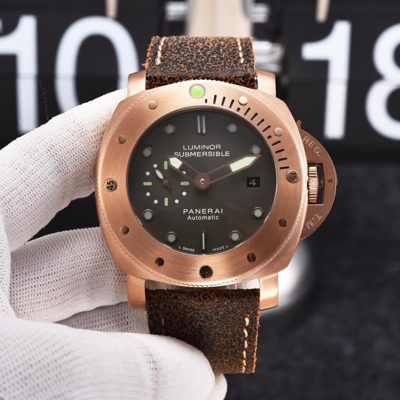 Panerai automatic mechanical 47mm green dial leather strap men’s watch