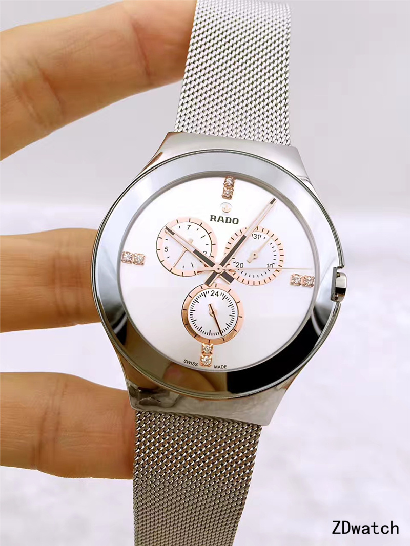 RADO Centrix Chronograph Two Tone Combined Materials Bracelet SILVER WHITE WIRE