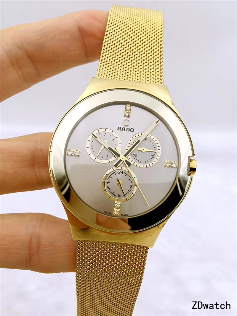 RADO Centrix Chronograph Two Tone Combined Materials Bracelet STRAP GOLD DIA GRAY