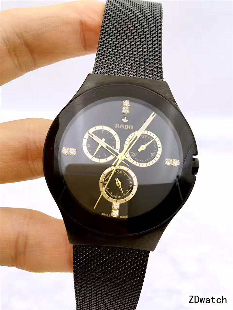 RADO Centrix Chronograph Two Tone Combined Materials Bracelet DIAL BLACK