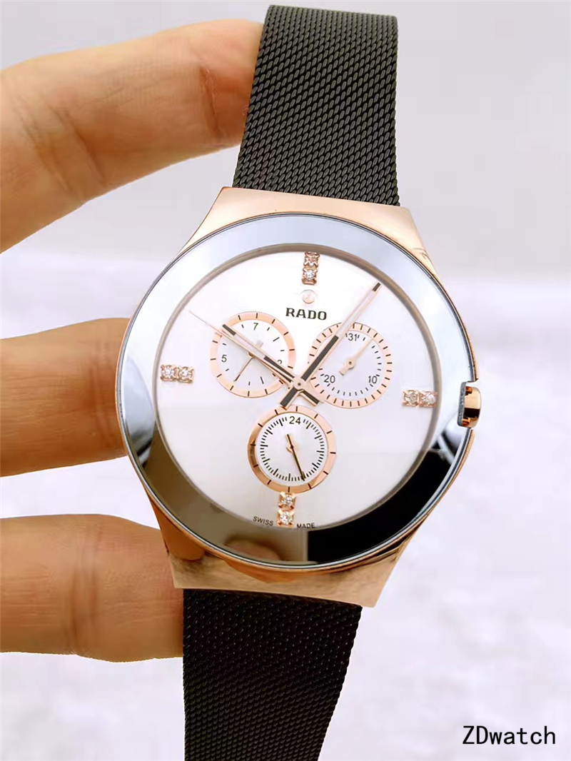RADO Centrix Chronograph Two Tone Combined Materials Bracelet STRAP BLACK