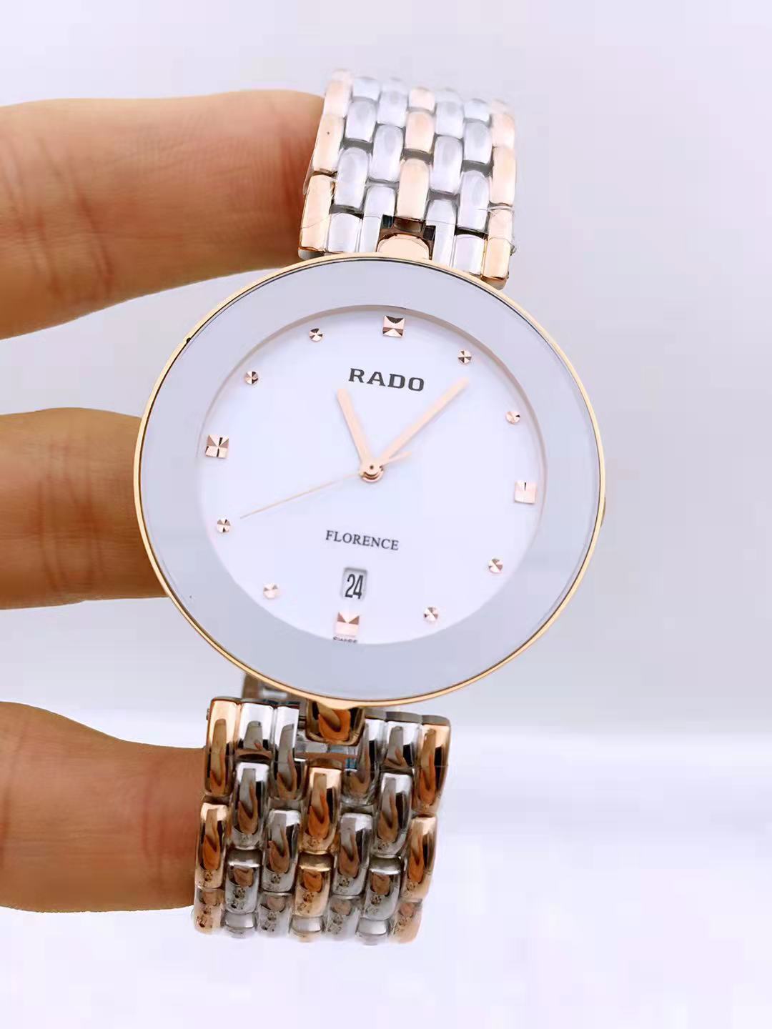 Rado Rado Opaline White Two-Tone Stainless Steel Diamond Florence 111.3893.2.073 Women’s Wristwatch 28 mm