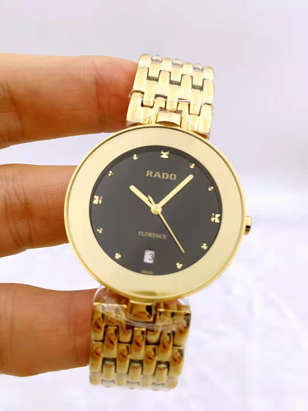 Rado Watch for Men Black Dial with Golden Stainless steel Belt