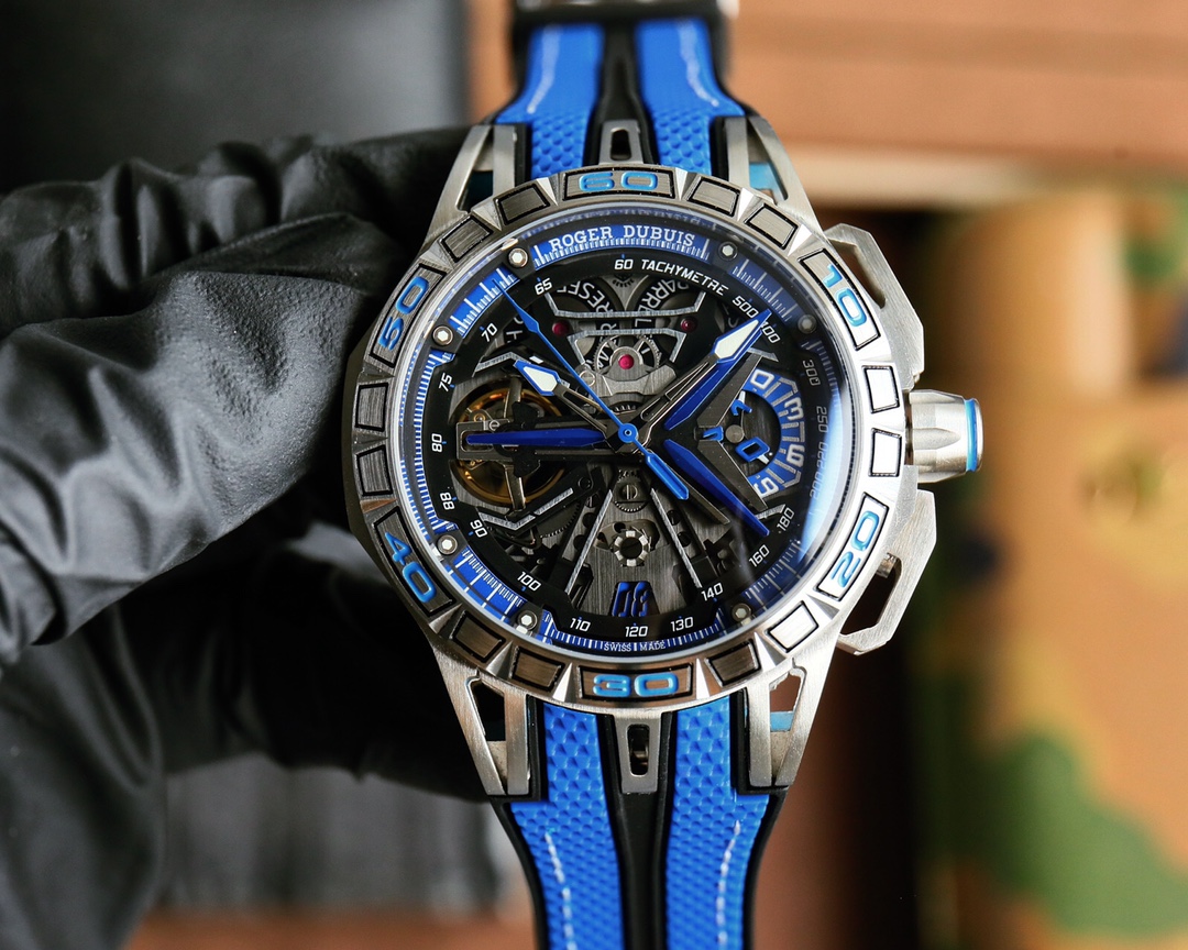 Roger Dubuis Spider Monobalancier Huracan Sterrato Watch, 45mm Blue Skeleton Dial DBEX1059