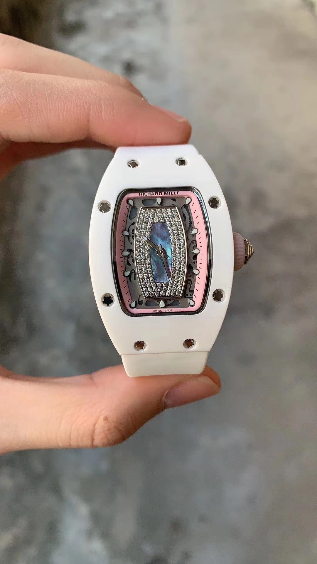 Richard Mille RM07-01 Rose Gold & White Ceramic Diamon dia pink