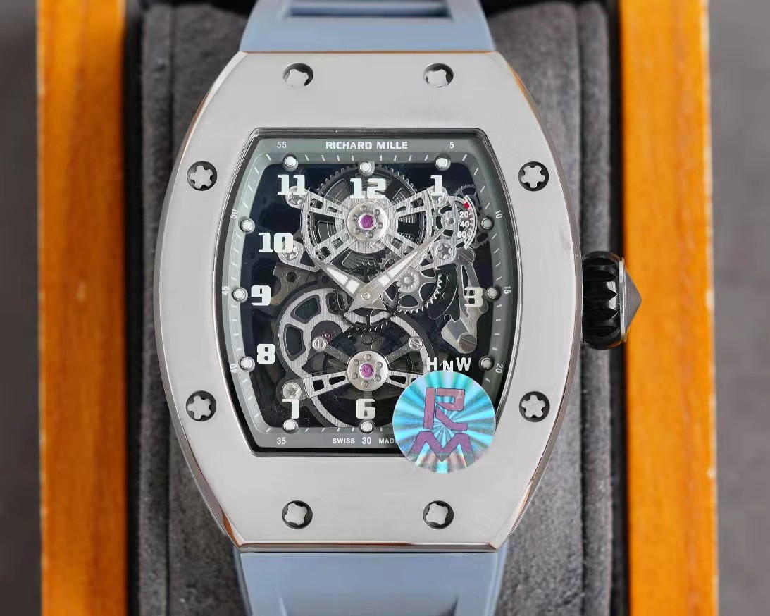 Richard Mille RM 002 White gold Semi-skeletonized   blue gray wire