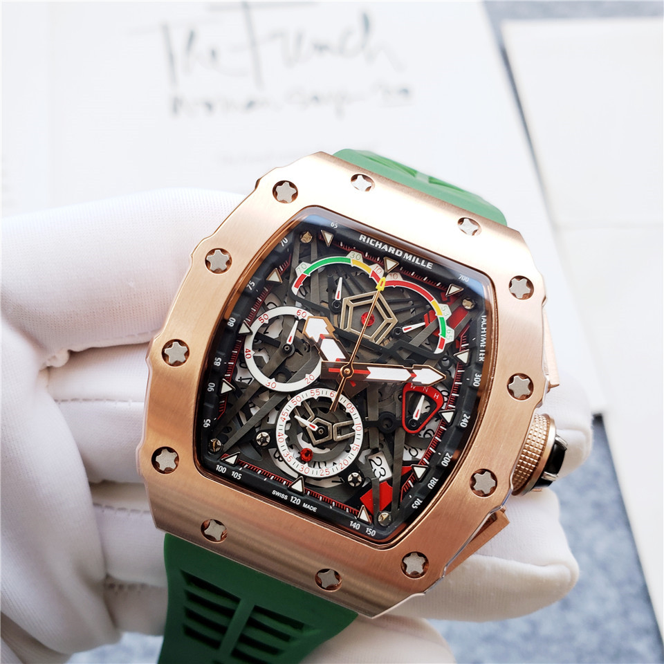 Richard Mille 65-01 Split-Seconds Chronograph Rose Gold & Ntpt Carbon New strap green
