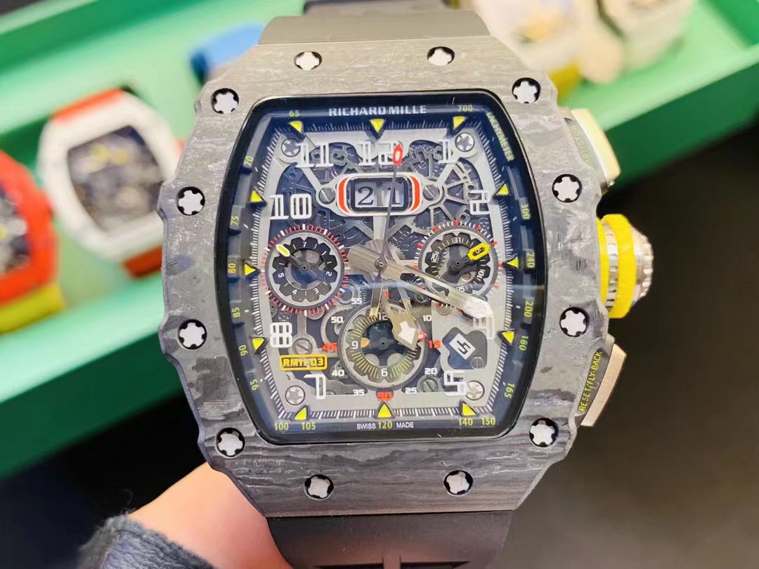 Best Richard Mille RM 11-03 eplica Watch For Men – Swiss Movement, Skeleton Dial, Carbon Fiber Case