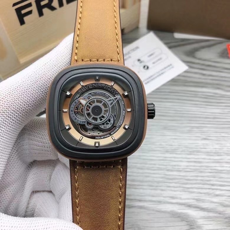 SevenFriday P2B/03 brown leather strap watch