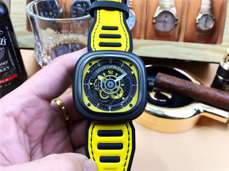 SevenFriday Racing Team Automatic Yellow Skeleton Dial