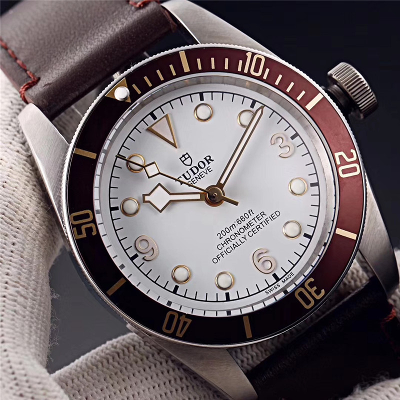 TUDOR Black Bay GMT 41mm Steel Mens Watch Opaline Dia brown leather strap