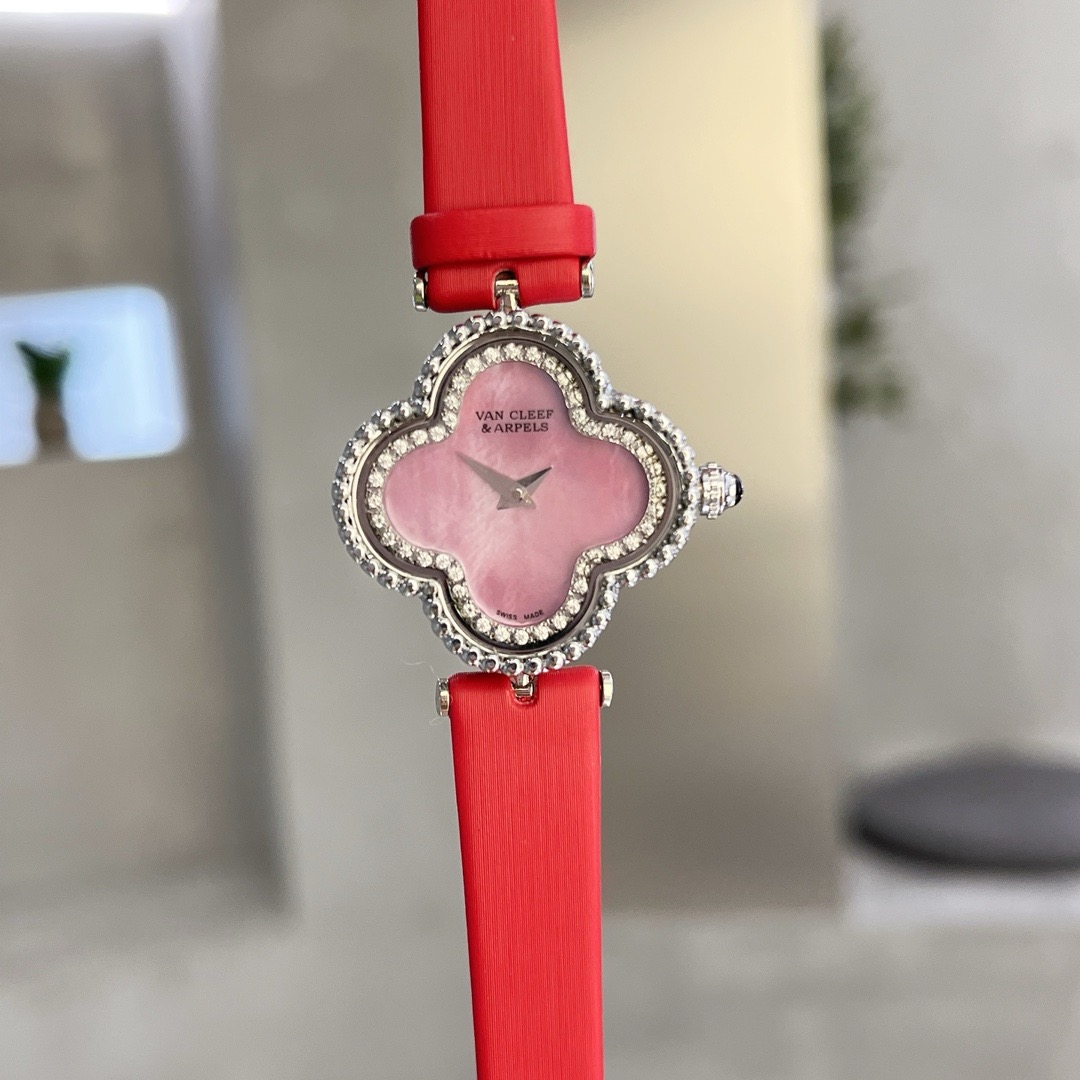 Alhambra Watch 30.2mm MOP Dial in Steel with Diamond  pink dial