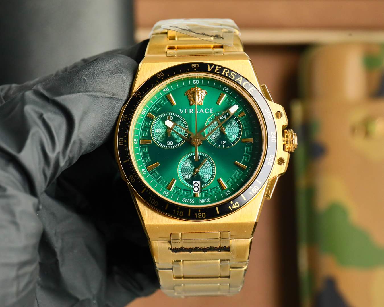 Versace VE2I00621 V-Ray Chronograph green gold