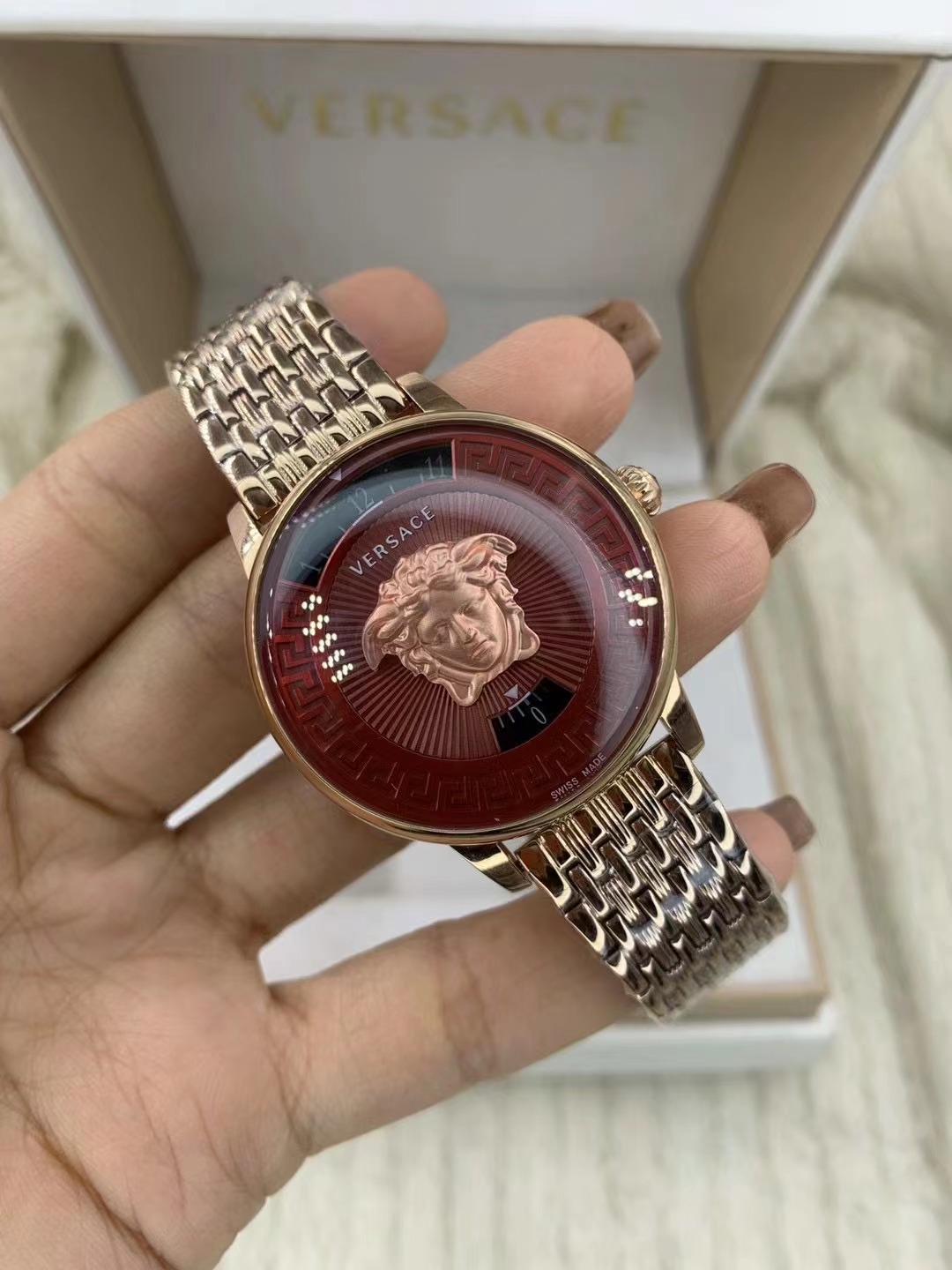 Versace Palazzo Empire Bangle VCO090017 Womens Quartz Watch red dial