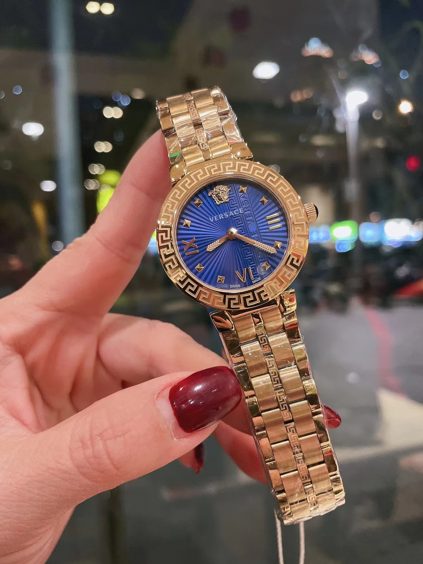 Versace Daphnis FullGold Women’s Watch – V16070017 Gold Color blue dial