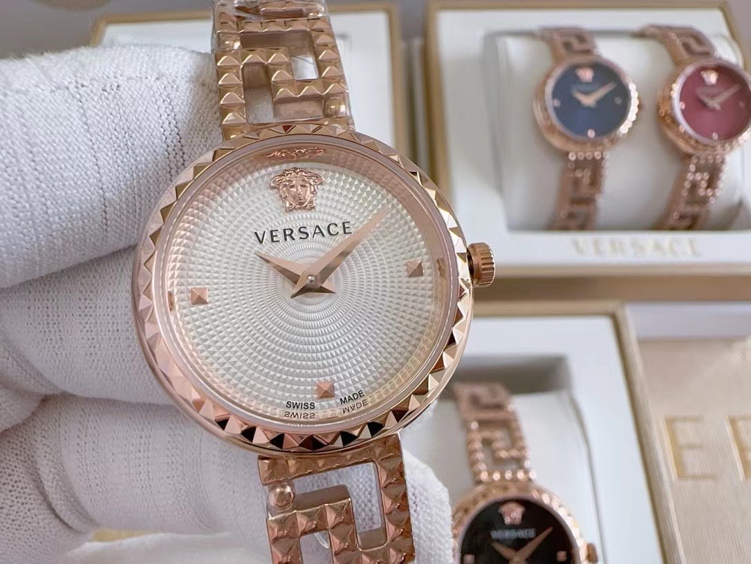 Versace vedfa0124 Greca Goddess watch with rose silver tone and white dial