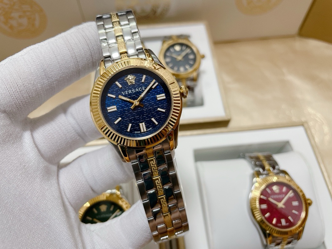 Versace Greca Time Gold Ladies Watch blue dial