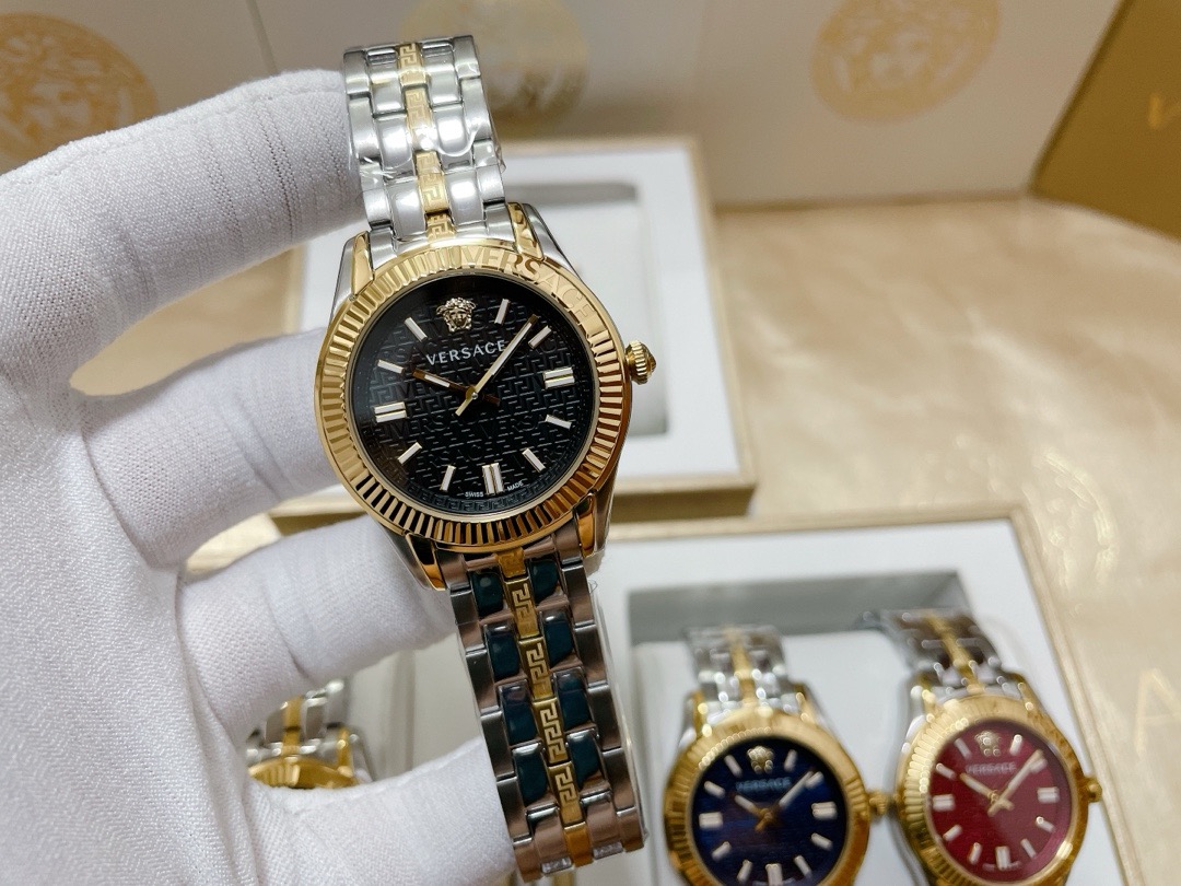 Versace Greca Time Gold Ladies Watch black dial