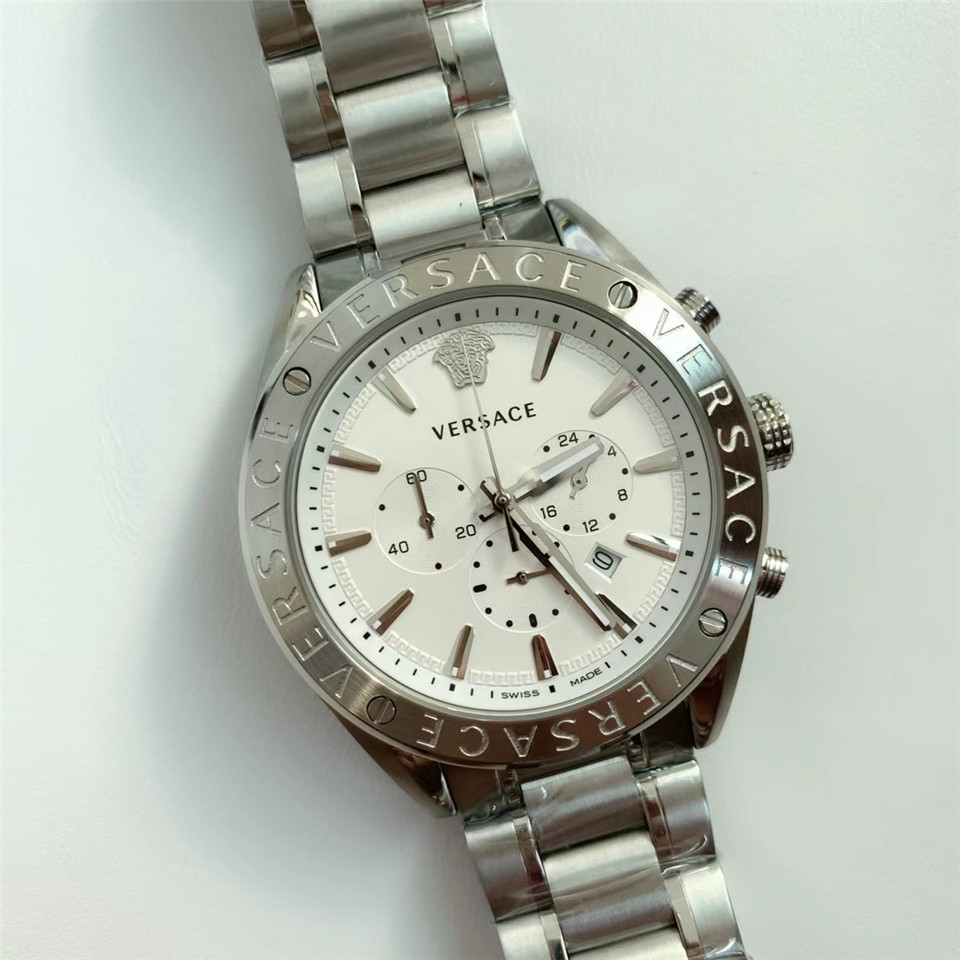 Versace Men’s V-Chrono 44mm Quartz Watch VEHB00519 dial white