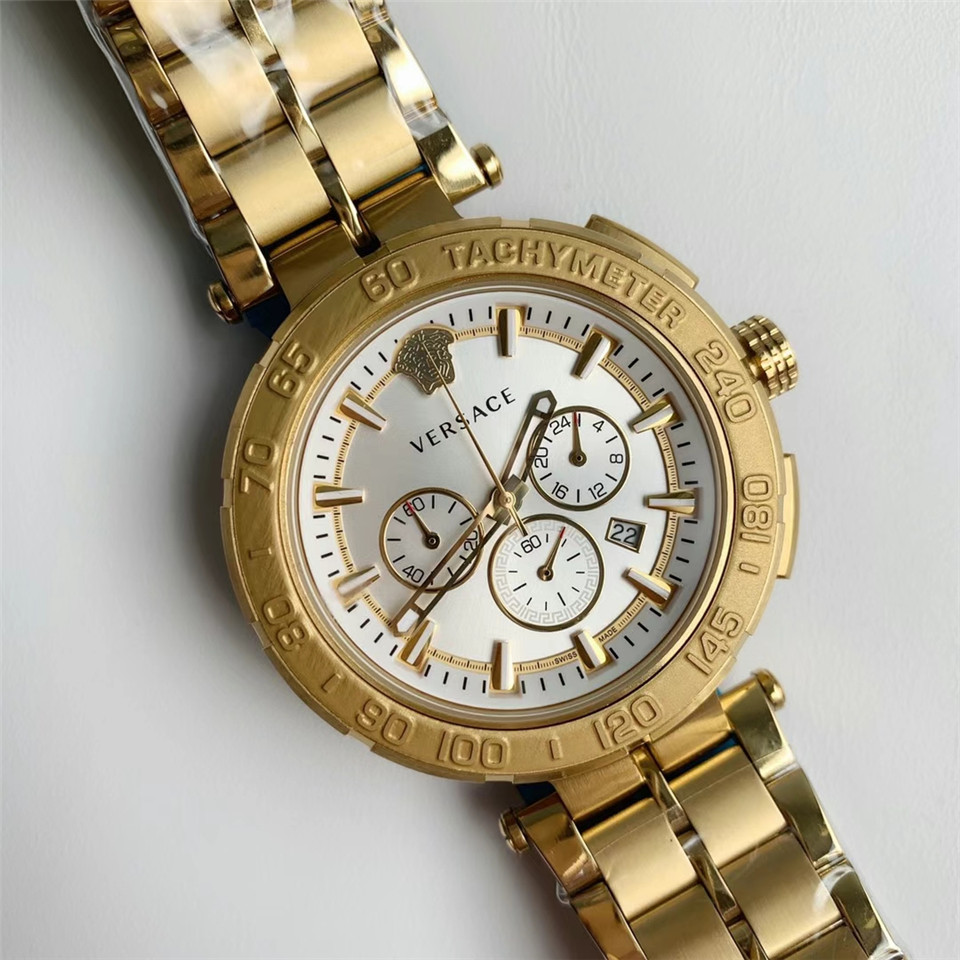 Versace gold Stainless Steel Reve VQZ Chronograph Men’s dial white