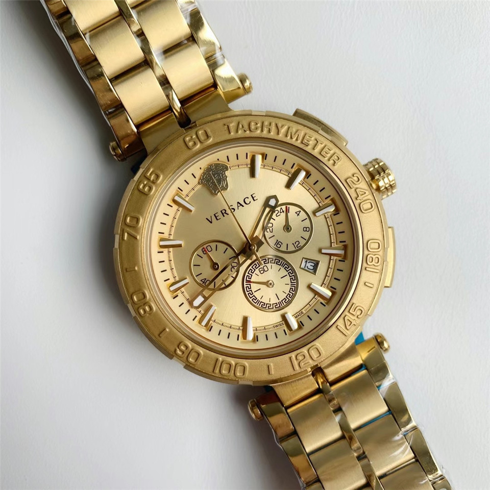 Versace gold Stainless Steel Reve VQZ Chronograph Men’s dial gold