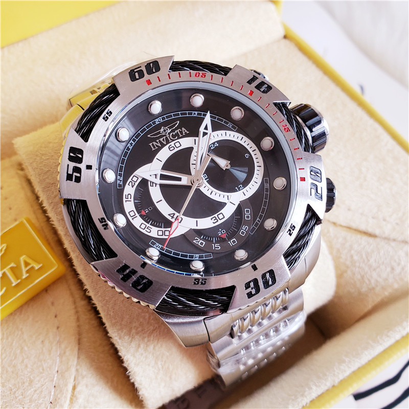 Invicta Speedway Men 50mm Black Dial Chronograph Steel Band Watch – 25478